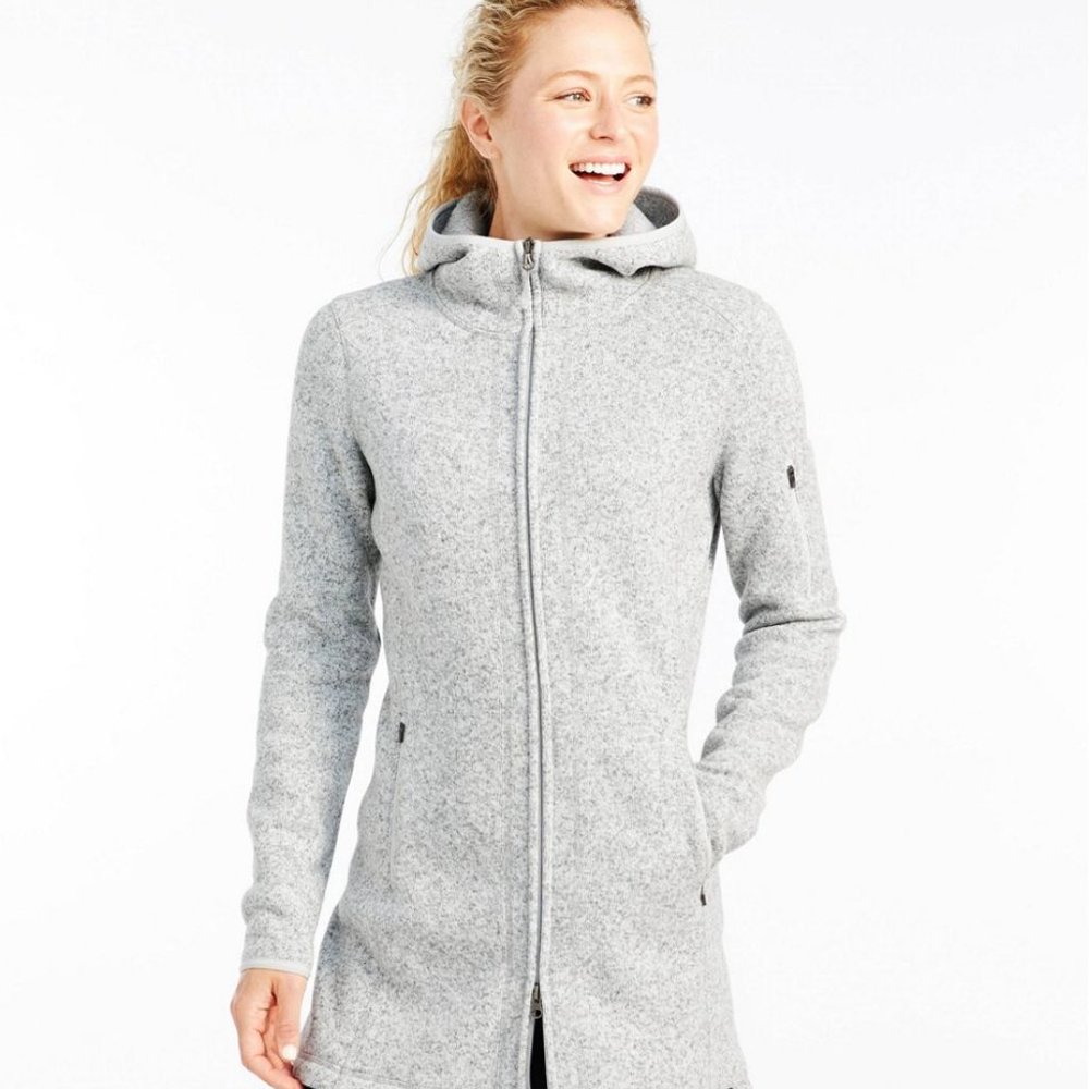LLBEAN Women's Sweater Fleece Coat Size XS in Pewter